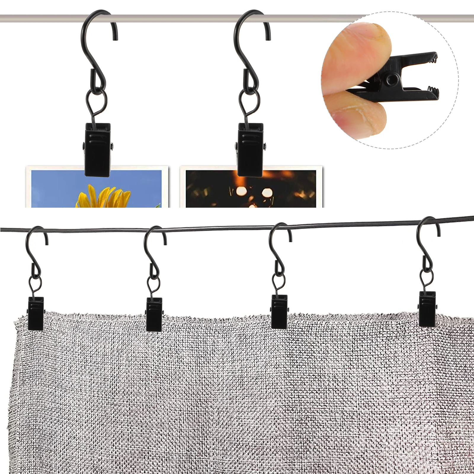 

50pcs Sturdy Iron Clips Rustproof Home Decoration Accessories For Bedroom Hotel Cafe Easy Glide Hanging Hooks Simple