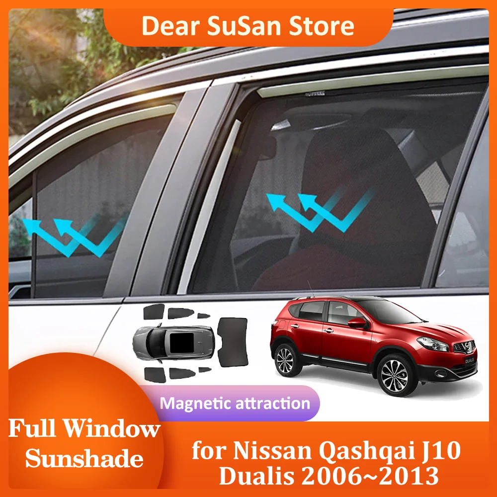 Car Magnetic Sunshade for Nissan Qashqai J10 Dualis 2006~2013 Windshield Curtain Side Roof Window Sunroof Pad Cover Accessories