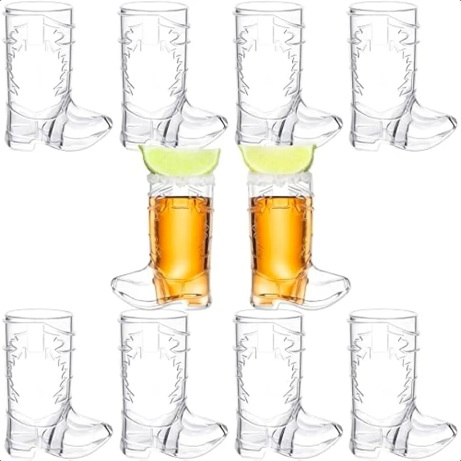 

2 Ounce Cowboy Boot Shot Glasses 10pcs Pack Double Ounce Plastic Shot Glass Western Boot Shot Glasses for Parties Bachelor Bach