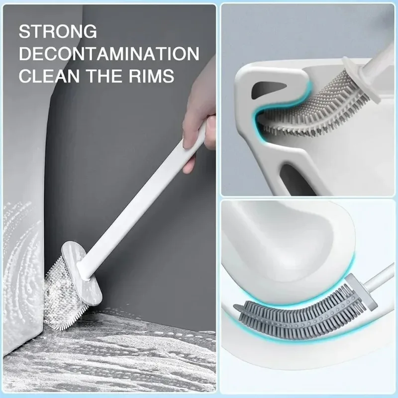 

Инструмент для чистки, нескользящая основа, щетка для унитаза Brosse, аксессуары для дома, силиконовый держатель для щетки для унитаза, набор с подставкой для ванной комнаты