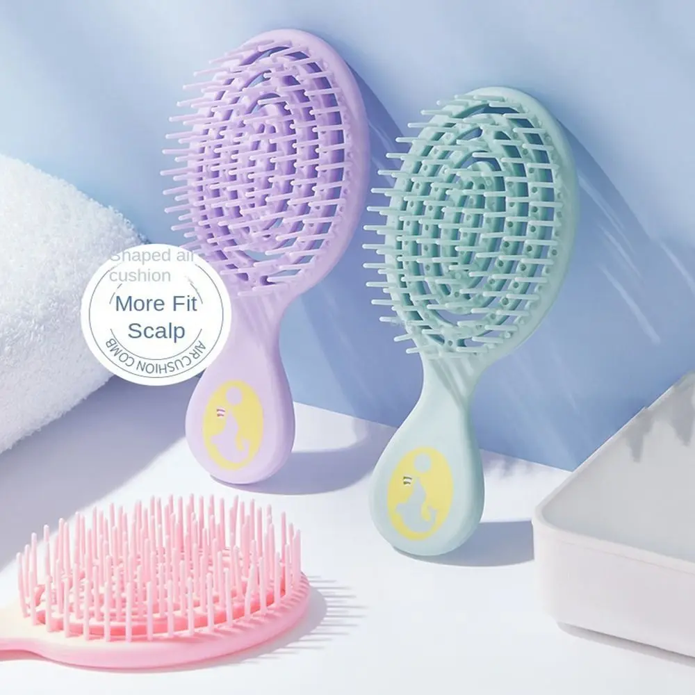 Macaron Air Cushion Comb Wide Tooth Dual Use Doughnut Shape Barber Comb Hanging Hole Vented Solid Color Hair Brush