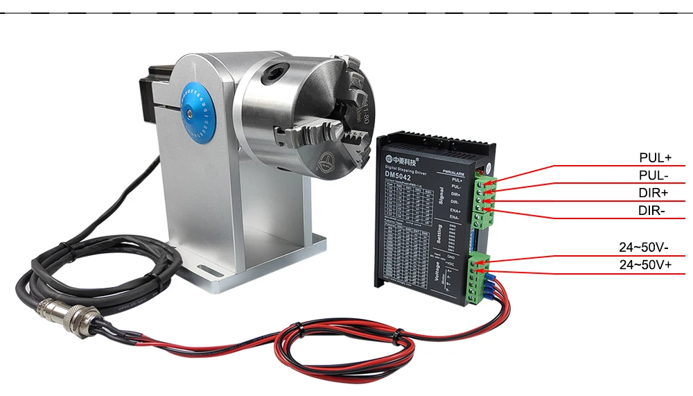 HUNST Drehachsen-3-Backen-Arbeitstischfutter D80A & Aktivierbarer Reitstock-Indexierkopf für CNC-Lasermarkier- und Graviermaschinen – Detail 11
