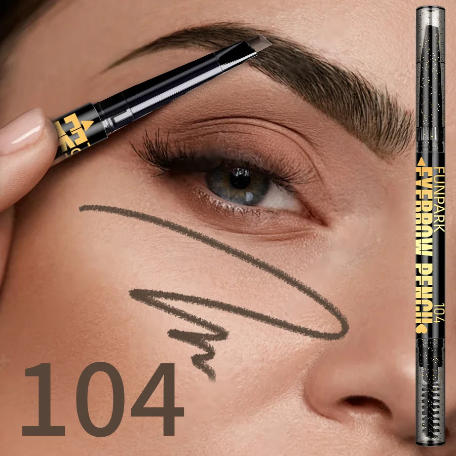 5 色薄頭両頭アイブロウペンシル防水ブラックブラウン自動回転ブラシ付きアイ韓国メイクアップギフト化粧品