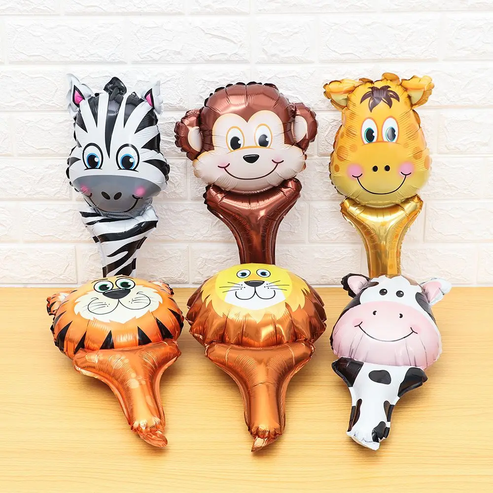 Decoration Zoo Theme  Baby Shower Safari Jungle Animal Head Foil Balloon Kids Inflatable Toys Tiger Lion Monkey Giraffe Cow