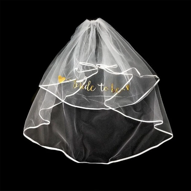 Bachelorette Party Veil Bride Veil For Wedding Bridal Shower Veil Bride To- Be Veil with Comb Short Wedding Veil Dropshipping image 4