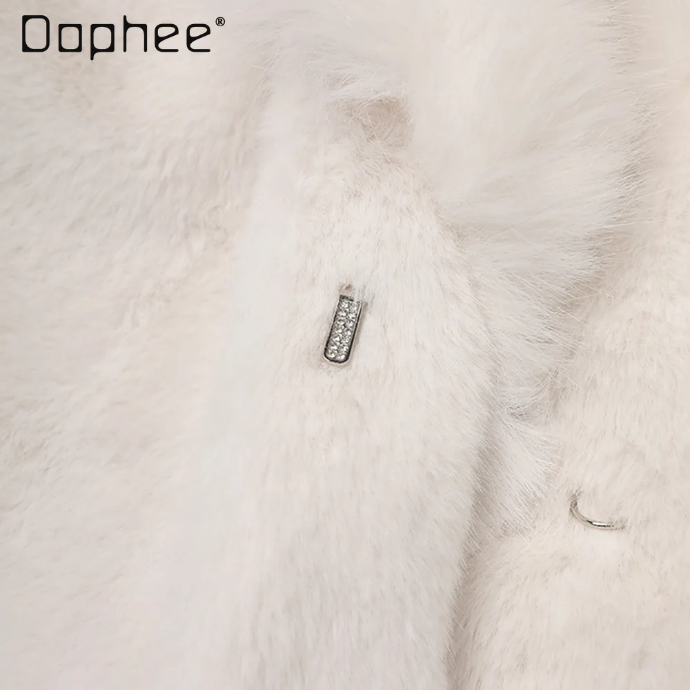 Large Lapel Loose Casual Mid-length Wool Coat for Women Winter New Office Lady Fashion Versatile Thicken Warm Faux Fur Coat