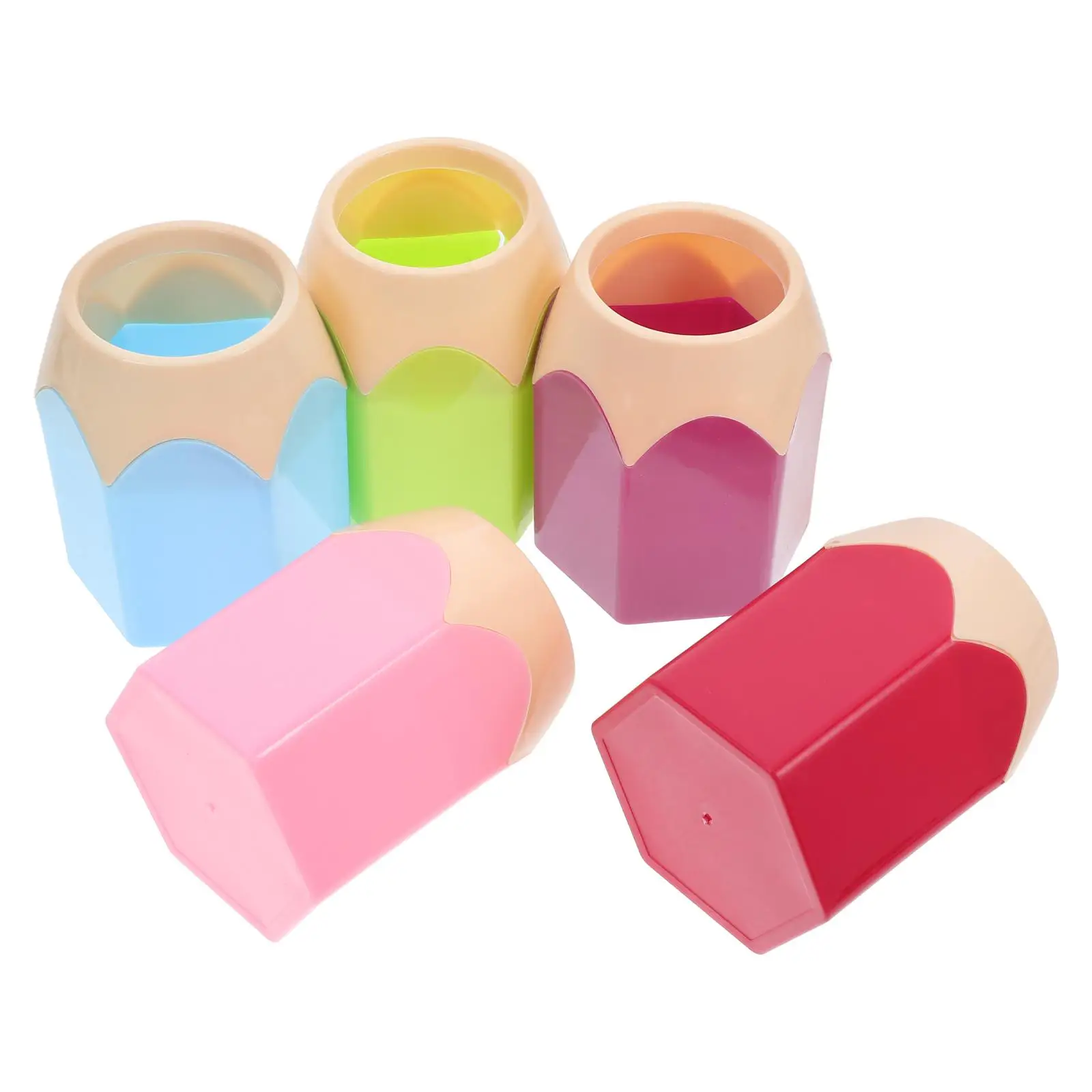 

5PCS Contrast Color Pen Holder Desk Makeup Organizer Storage Office Brush Pencil Dispenser Classroom Safe Material Smooth