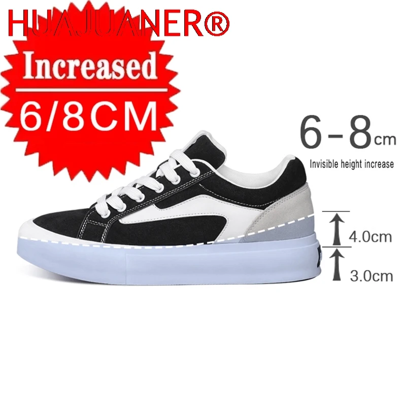 

New Men's Height Increasing Shoes Elevator Shoes Invisible Height Increasing Insole 6/8cm Comfortable Thick Sole Casual Sneaker