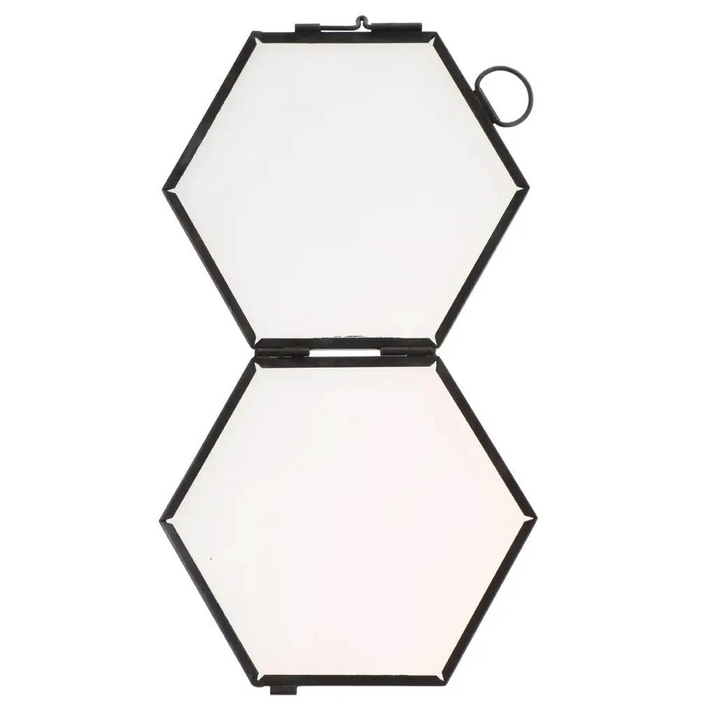 Glass Metal Hexagon Photo Frame Wall Hanger Personalized Picture Holder for Unique Modern Home Decoration