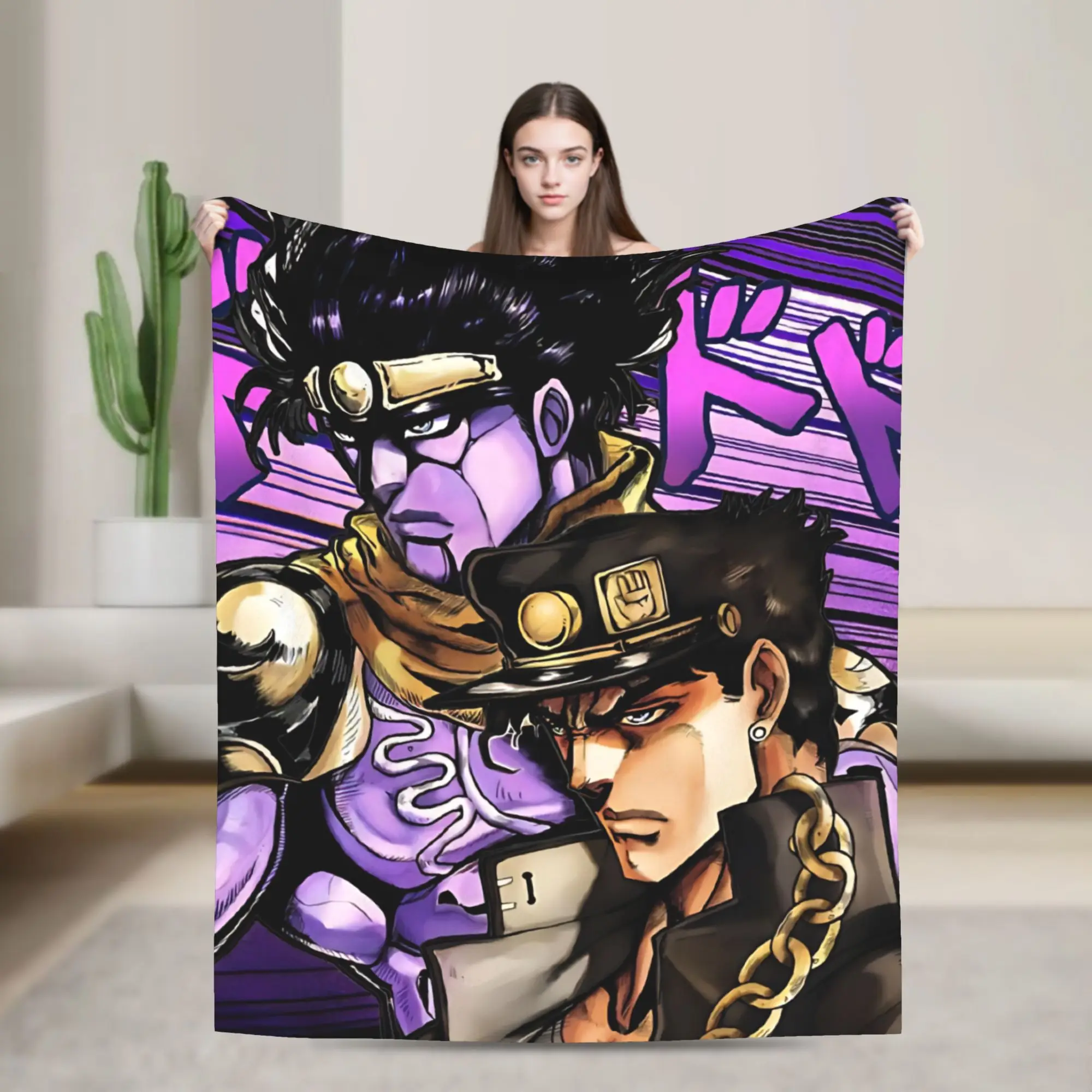 Yare Yare Daze J-JoJos Bizarre Adventure  Blanket Flannel Throw Blanket Bedroom Sofa Printed Ultra-Soft Warm Bedsprea,