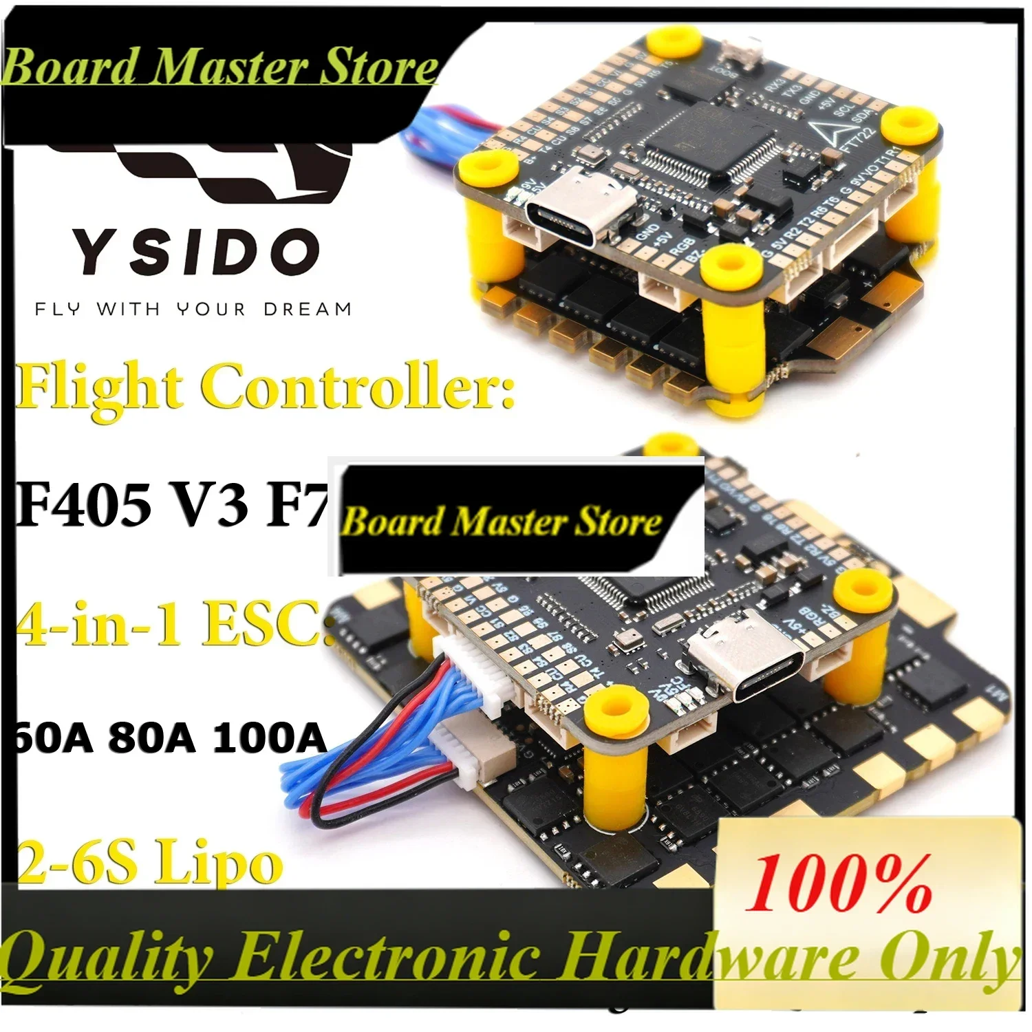 BoMaSYSIDO F405 F722 Flight Controller BLS 4-in-1 60A 80A 100A ESC 2-6S Stack/Flytower For Remote Control FPV Racing Drone Quadc
