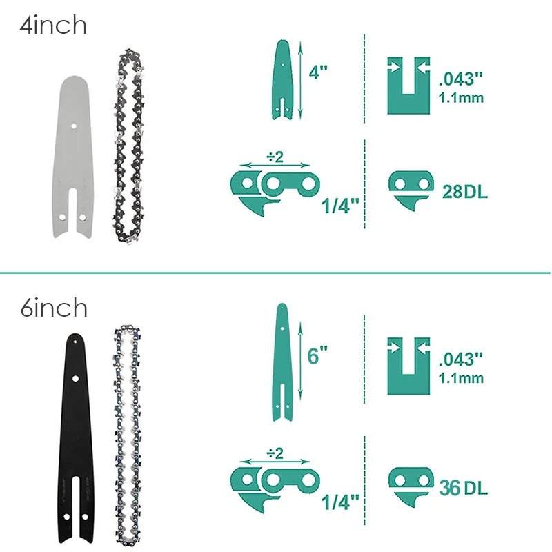 4/6/8/10/12/16inch Chainsaw Chain 1/4