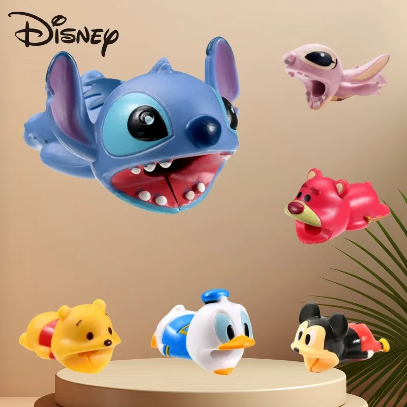 

Disney Data Cable Protection Cartoon Stitch Anime Action Figures Mickey Minnie Mouse for Iphone Charger Friends Birthday Gifts