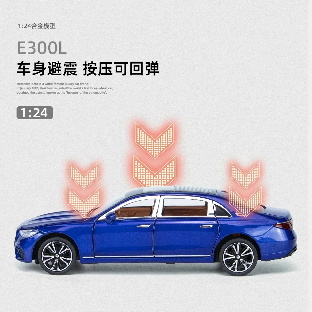 1:24 Mercedes Benz E300L E-cless Sport Simulation Diecast Metal Alloy Model car Sound Light Pull Back Collection Kids Toy Gift