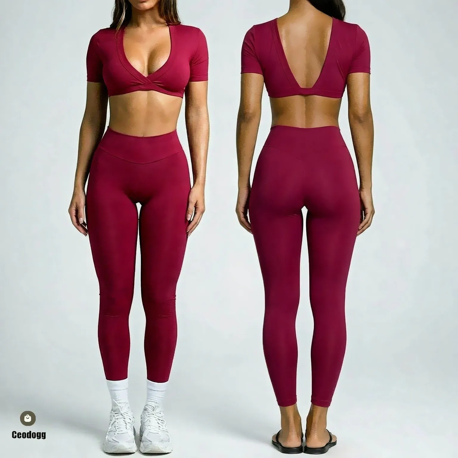 2PCS Pad Women Outfits Shirts Yoga Set Sports Bra Crop Tops Gym Running Workout Legging Athletic Pant Fitness Active Wear XP213