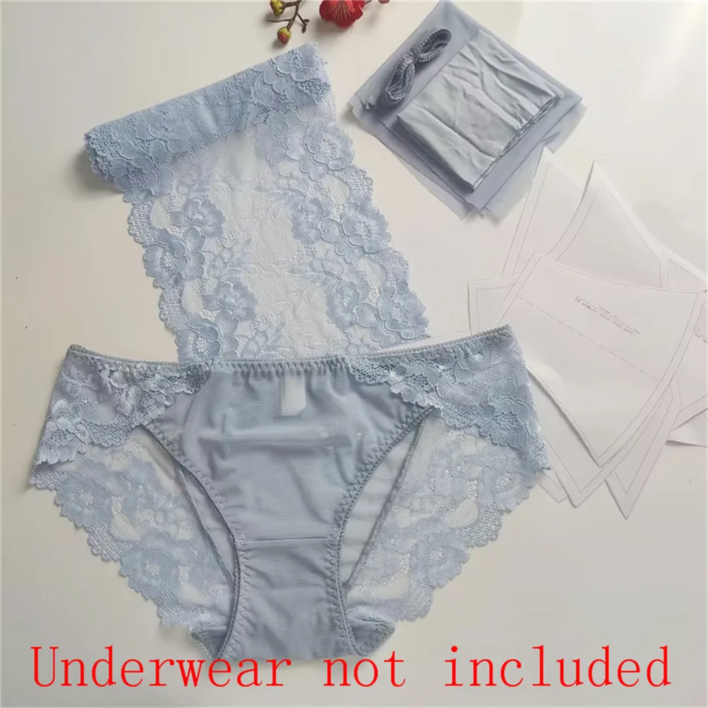 2023Blue Tone Lace Lace Women\'s Underwear Set, Ribbon Bow, Cotton Fabric Underwear Accessories