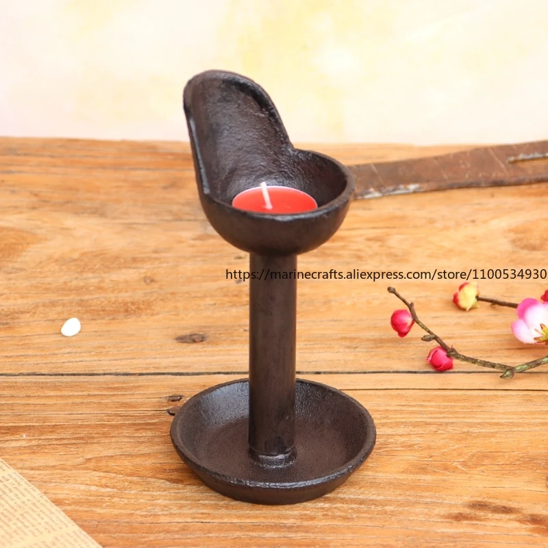 

Cast Iron Old Candlestick Oil Lamp Handmade Retro Antique Old Thing Chinese Nostalgic Tea Ceremony Lamp Home Decoration Candle