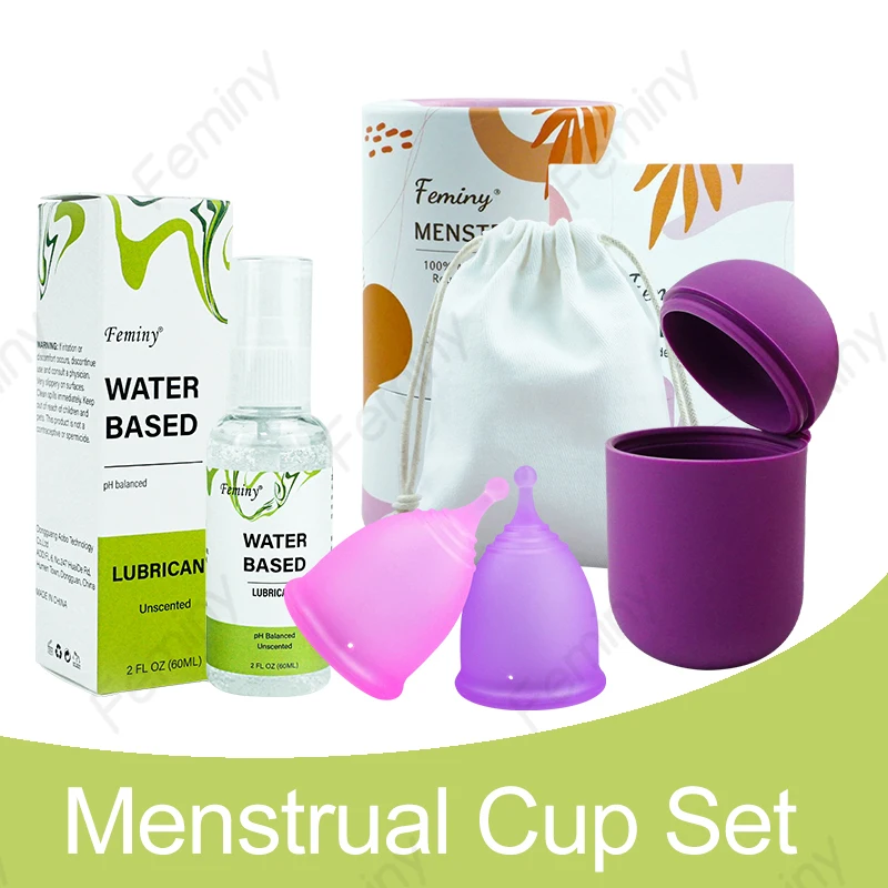 Certified Medical Silicone Menstruation Cups Kit With Applicator Sterilizer Cleaner Female Personal Care Product Menstrual Bowl