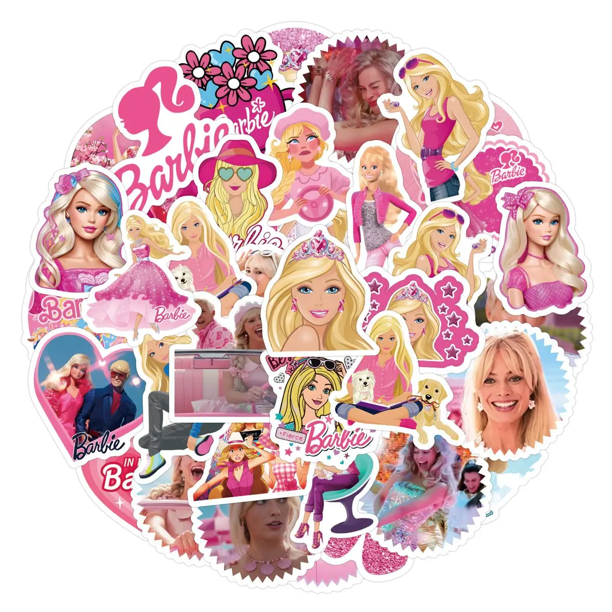 60pcs Barbie stickers girl Anime Stickers Bicycle Guitar Laptop Phone Case Cup Suitcase Cartoon Waterproof Sticker Kids Toy Gift