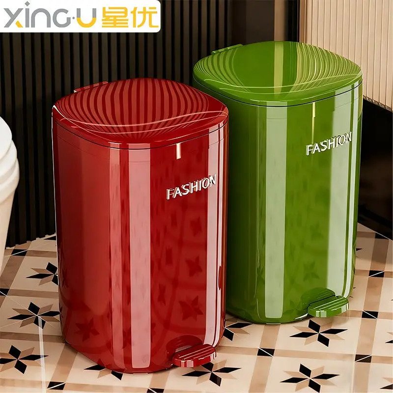 

Мусорное ведро для дома с педалью, 20 л, круглое, пластиковое, для кухни, гостиной, ванной, с защитой от запаха, с крышкой и присоской
