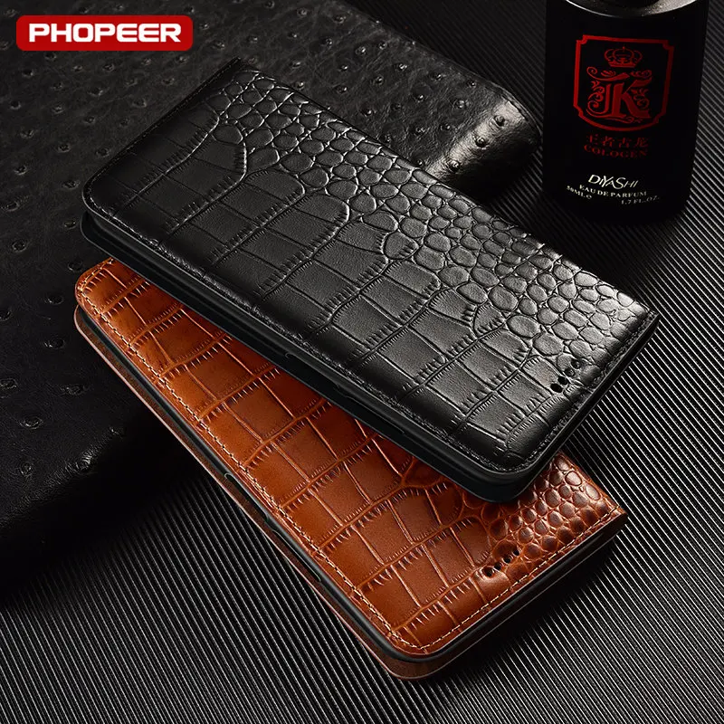 

Crocodile Genuine Leather Flip Case For Motorola Moto E6i E6S E7 Plus E7 E7i Power E20 E30 E40 E32 E22S E32S E22 E22i E13 Cover