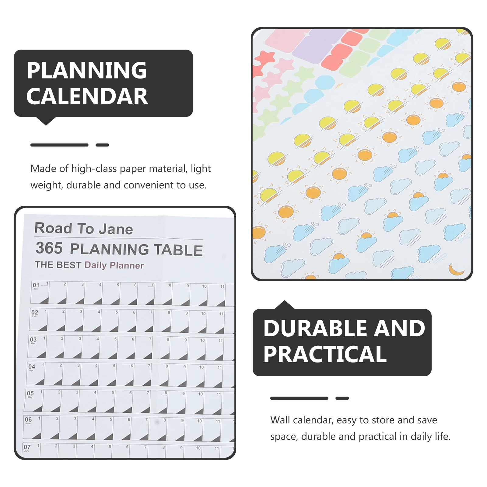 

Paper Planner Calendar Yearly Paper Calendar Light Weight Wall Hanging 2024 Large Schedule Sheet Daily Planning