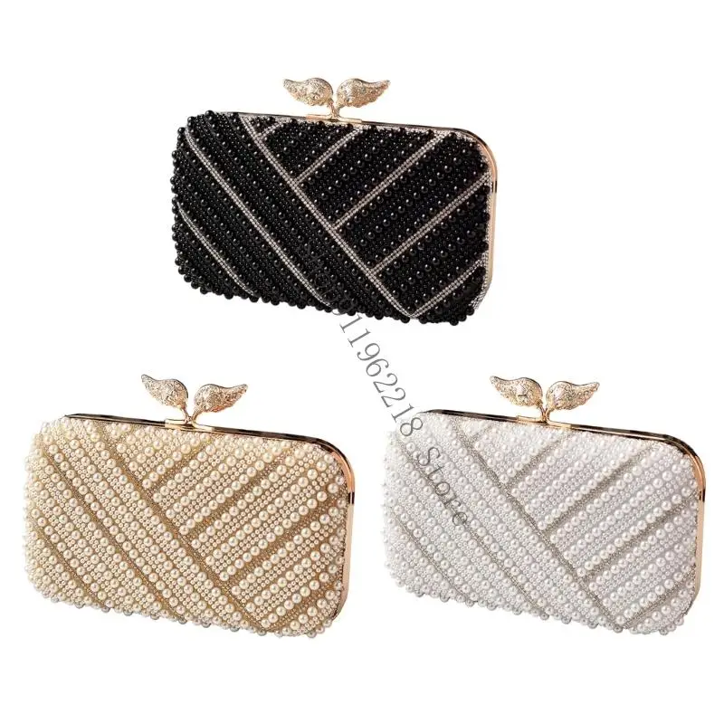 

Роскошная сумочка для вечеринок с акцентом из искусственного жемчуга, легкая конструкция из полиэстера, несколько вариантов для