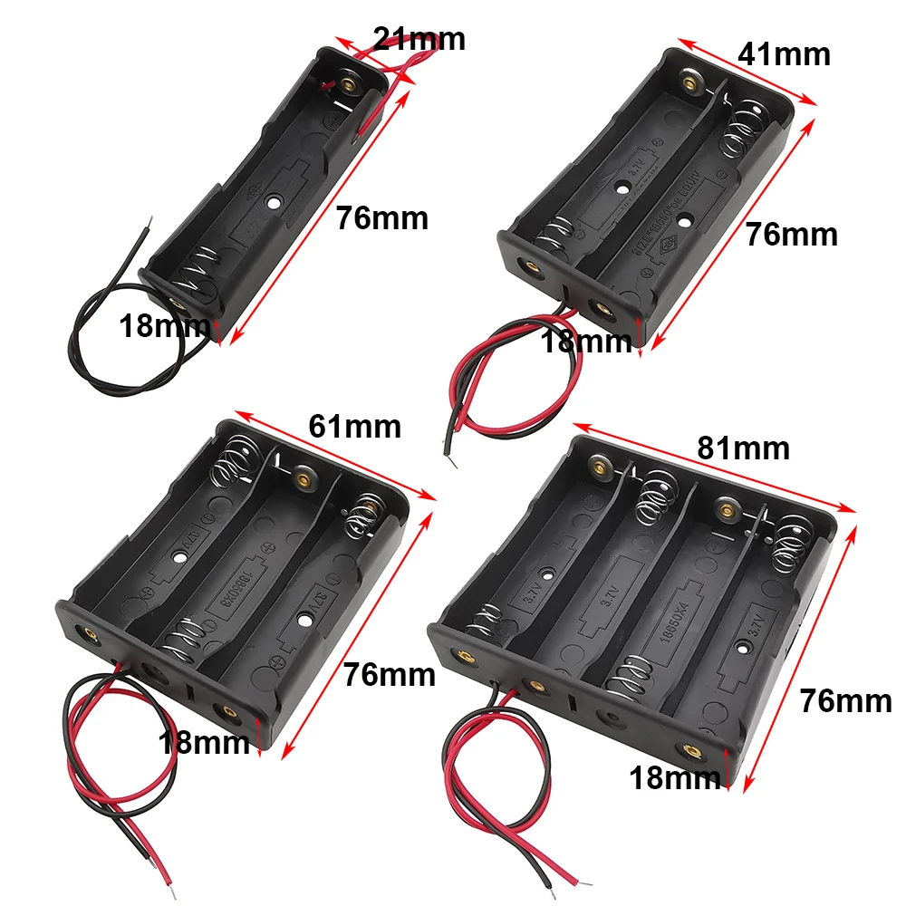 1/5Pcs 18650 Power Bank Cases 1X 2X 3X 4X 18650 Battery Holder Storage Box Case 1 2 3 4 Slot Batteries Container With Wire Lead