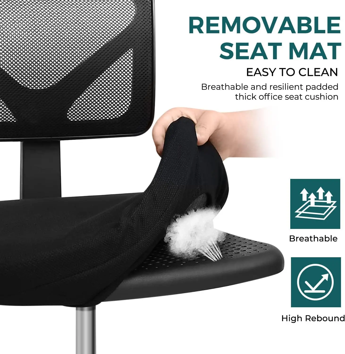 Office Chair, Ergonomic Adjustable Swivel Rolling Task Chair, Comfy Mesh Mid Back Computer Work Vanity Chair for Small Spaces
