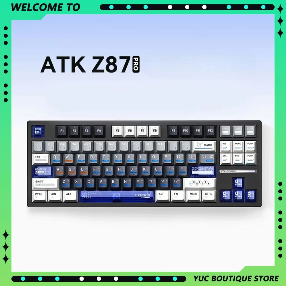 ATK Z87 Pro E-Sports Game Keyboard Mechanical Keyboards 3 Mode RGB Hybrid Light Hot Plug 87 Keys Semi Aluminum Alloy Customized