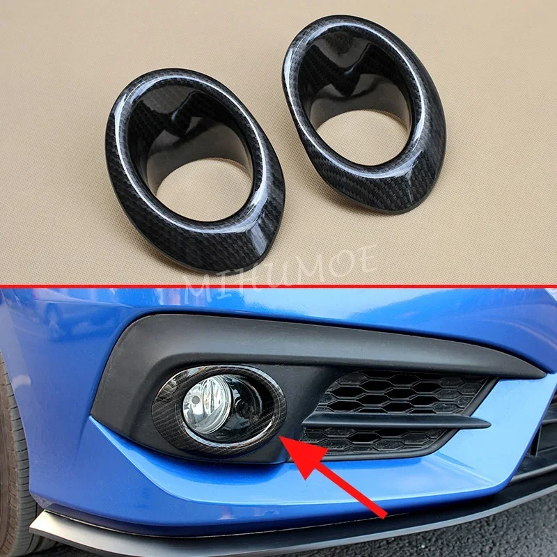 

Для Honda Civic Sedan Coupe 2016 2017 2018 передний бампер автомобиля, противотуманные фары, кольцо, объемное кольцо из углеродного волокна, 2 шт.