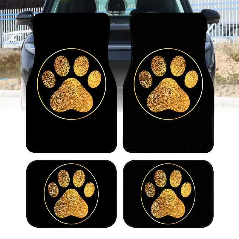 4pcs Dog Paw Print Mats - Durable Floor Liners, Safe And Practical, Ideal Gift Choice, Long-Lasting, Suitable For Trucks, Sedan