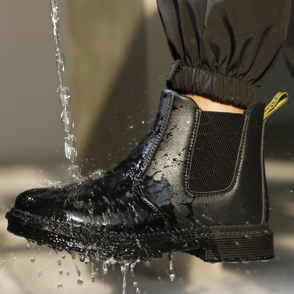 Wasserdichte Sicherheitsstiefel Unzerstörbare Schuhe Herren Arbeitsschuhe Lederstiefel Stahlkappenschuhe Pannensichere Sicherheitsschuhe Rutschfest
