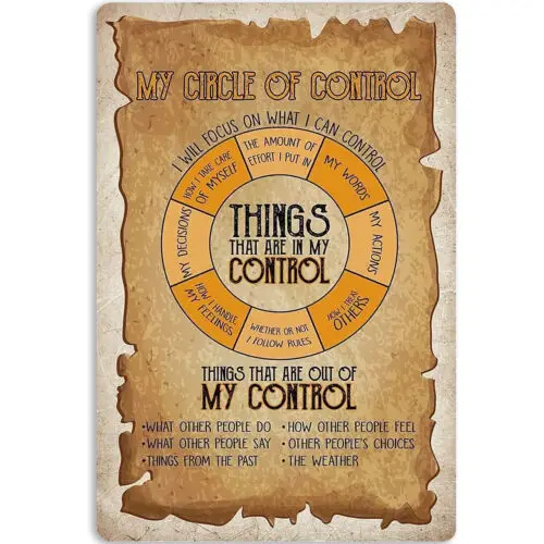 My Circle Of Control Metal Sign Club Decor Knowledge Tin Poster Vintage 12x8inch