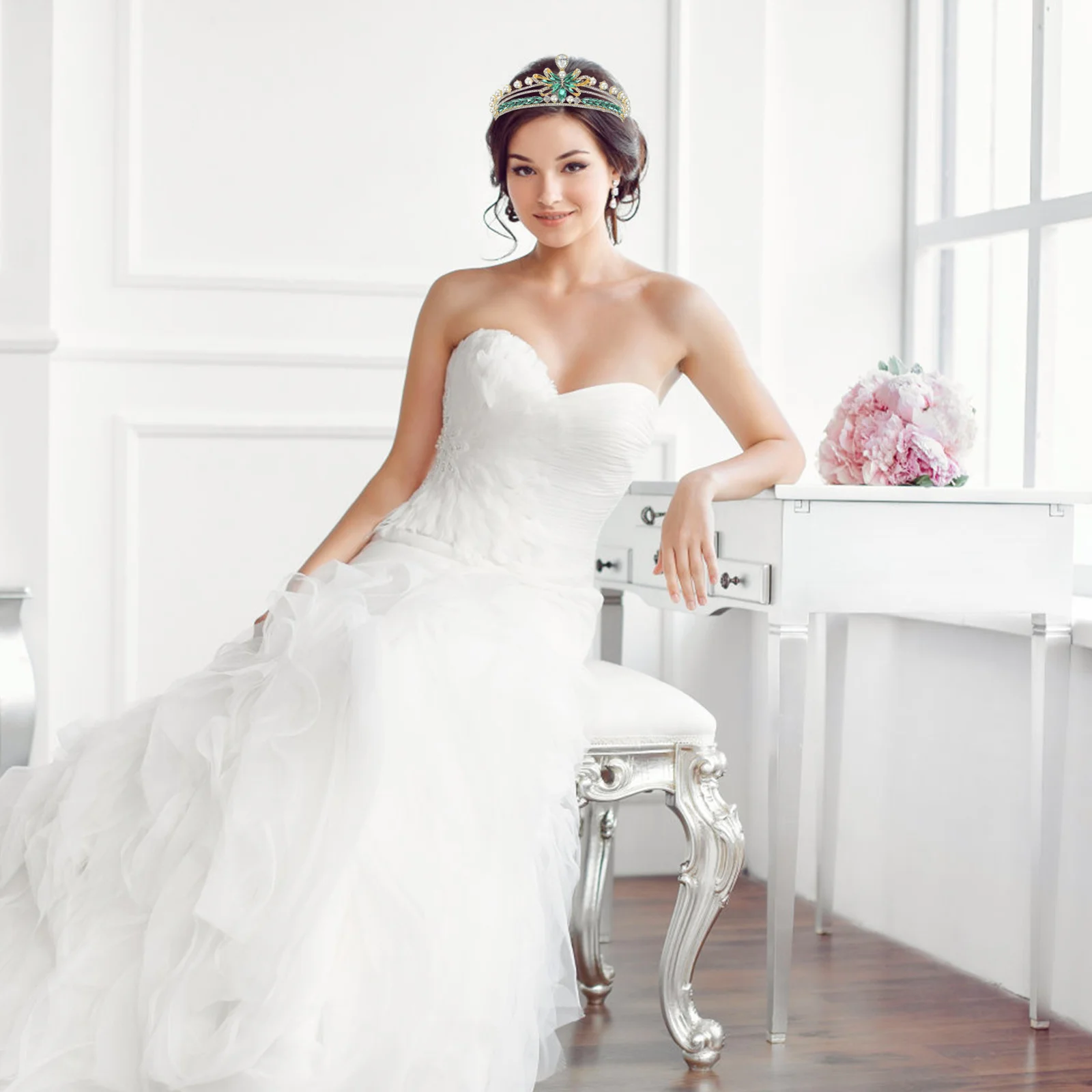 تاج الزفاف حجر الراين اللؤلؤ عقال اكسسوارات الزفاف صنعة دقيقة أنيقة المشاركة عيد ميلاد عيد الحب #5