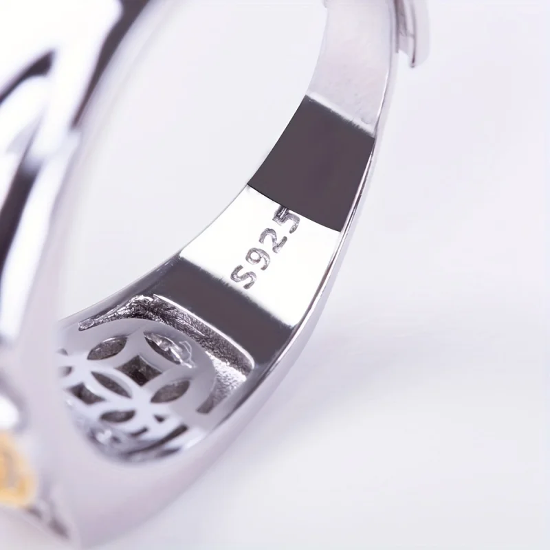 6*8mm minimalist men's ring setting, s925 sterling silver dual-color ring base, closed bottom hollow design,