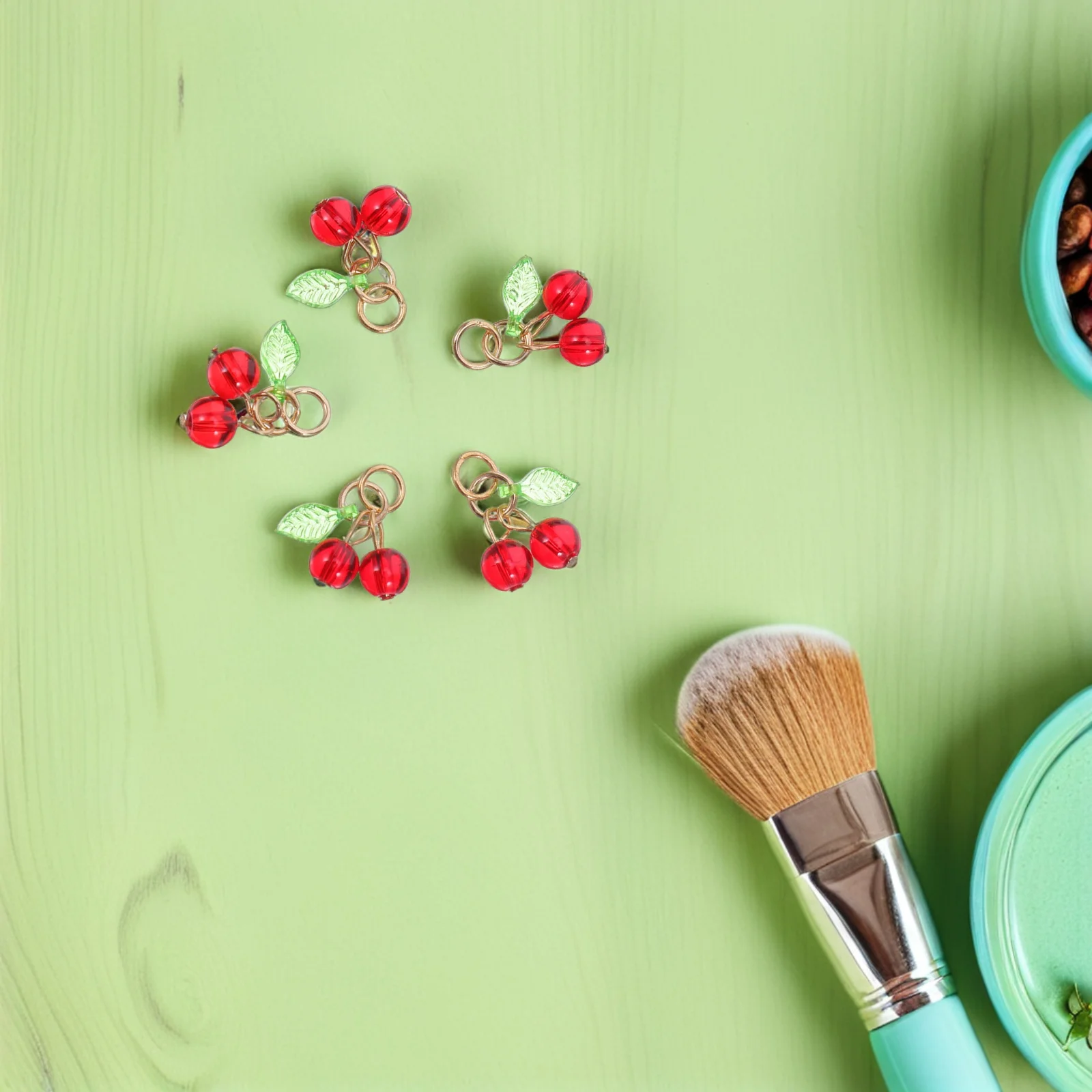 

50pcs 3D Cherry Charms For Diy Crafts 0.6 Inch Red Plastic Fruit Pendants Jewelry Making Accessories For Necklaces Bracelets