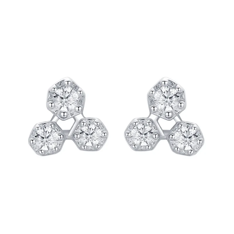 

Simple Geometric Design S925 Sterling Silver Stud Earrings With Diamond Zircon