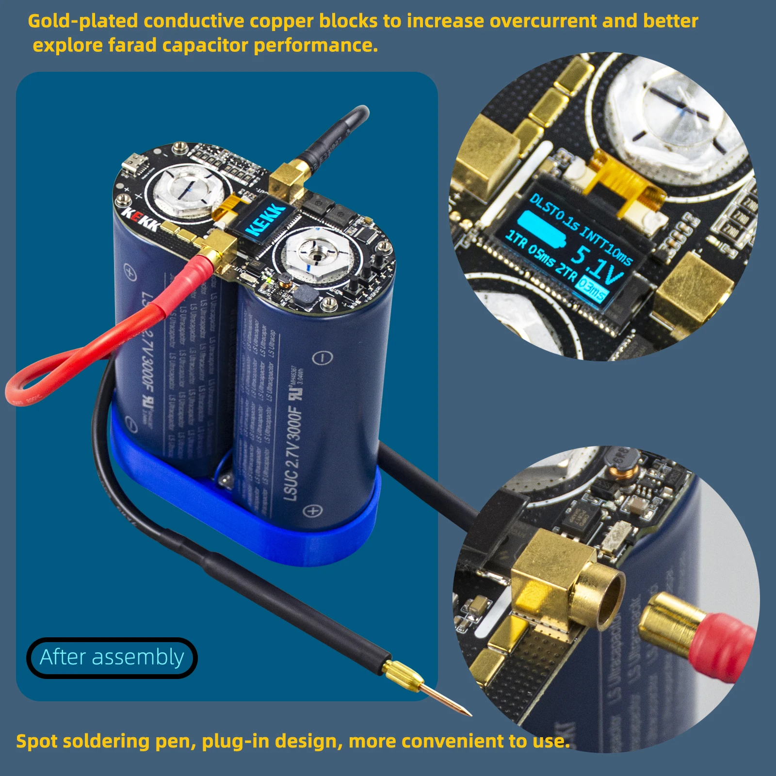 KEKK Farad-Kondensatoren Punktschweißgerät Superkondensator 5,4–5,6 V1500F Punktschweißmaschine Steuerplatine 0,3 mm für 18650-Batterie – Detail 7