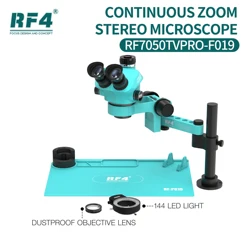 RF4 RF7050TVPRO-F019 360° Rotating Adjustable Universal Rocker Arm Continuous Zoom Stereo Microscope for Microscope Repair Tool