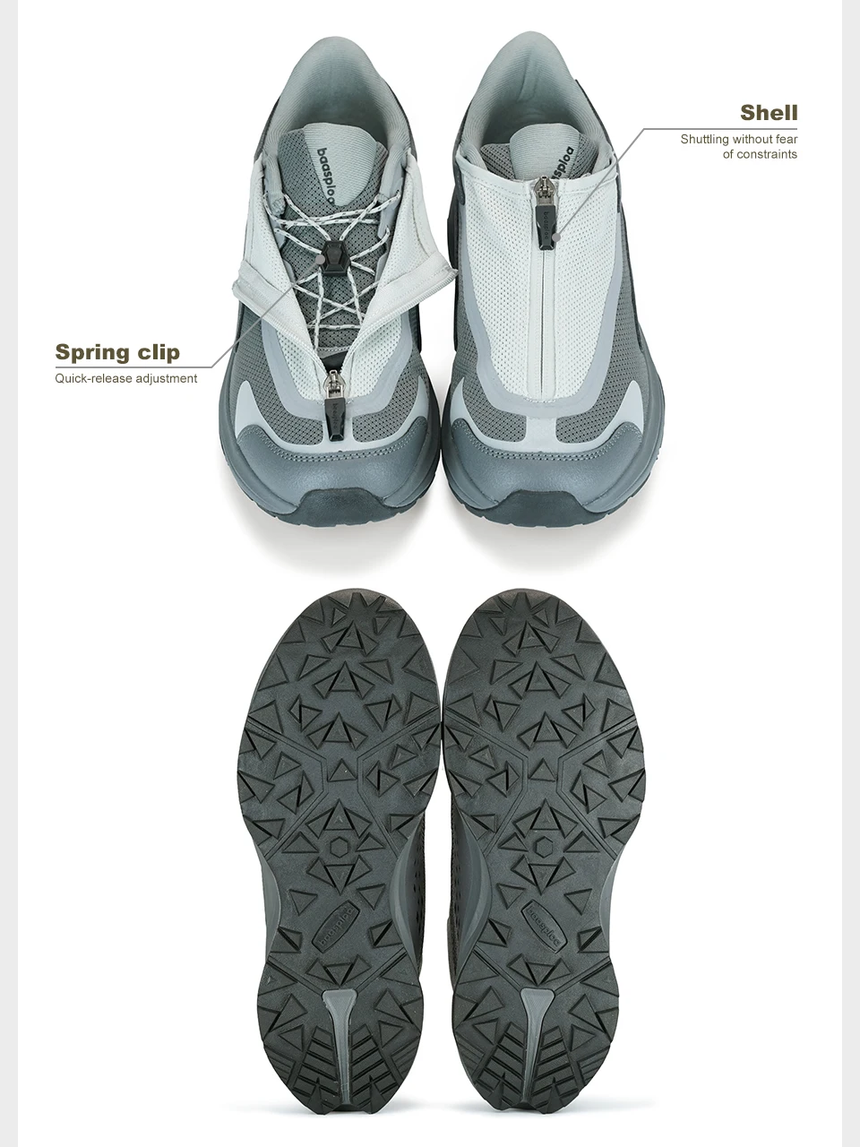 Baasploa Herren Trail Adventure Trainingsschuhe mit Seitenreißverschluss Outdoor-Fußbekleidung Atmungsaktive Reise-Sneaker Leichte Wanderschuhe – Detail 16