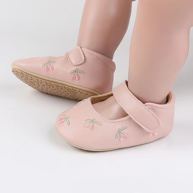 Chaussures en cuir PU coordonnantes pour bébé fille, semelle souple mignonne, motif non imprimé, premiers pas, marche, automne