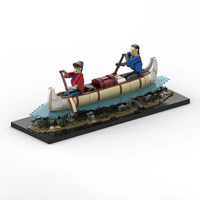 2033pcs MOC Sculptures Voyageurs Automaton Paddling A Canoë Model Toy Building Blocks Construction Christmas Gift Idea DIY Kids