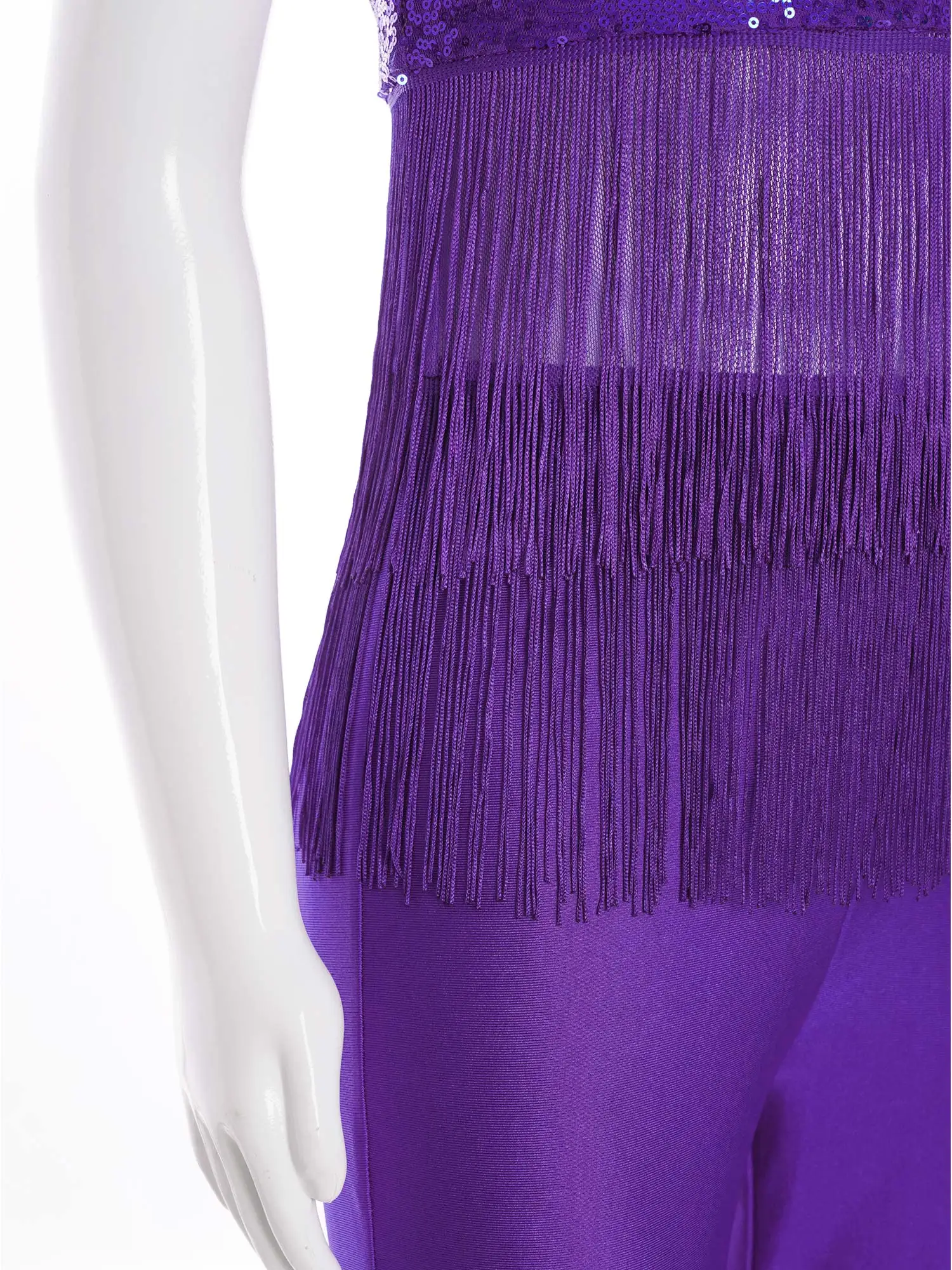 Mädchen Sparky Pailletten Overall Streetwear Kinder Jazz Dance Kostüme Neckholder Tiered Quasten Fransen Body Disco Hippie Kostüm