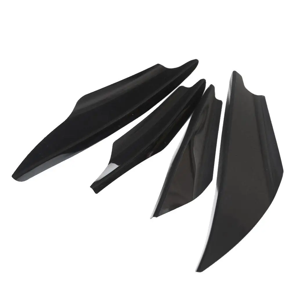 4 Pieces Universal Carbon Fiber Front Bumper Splitter  Trim Set Black