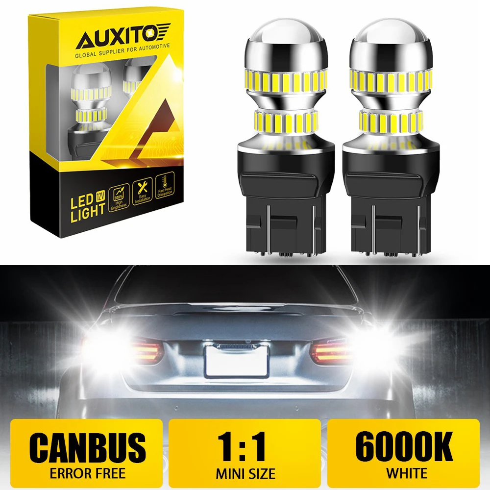 

AUXITO 2 шт. T20 светодиодный светильник 7443 W21/5W 7440 W21W светодиодные лампы DRL Canbus без ошибок белые автомобильные парковочные огни DRL дальнего света