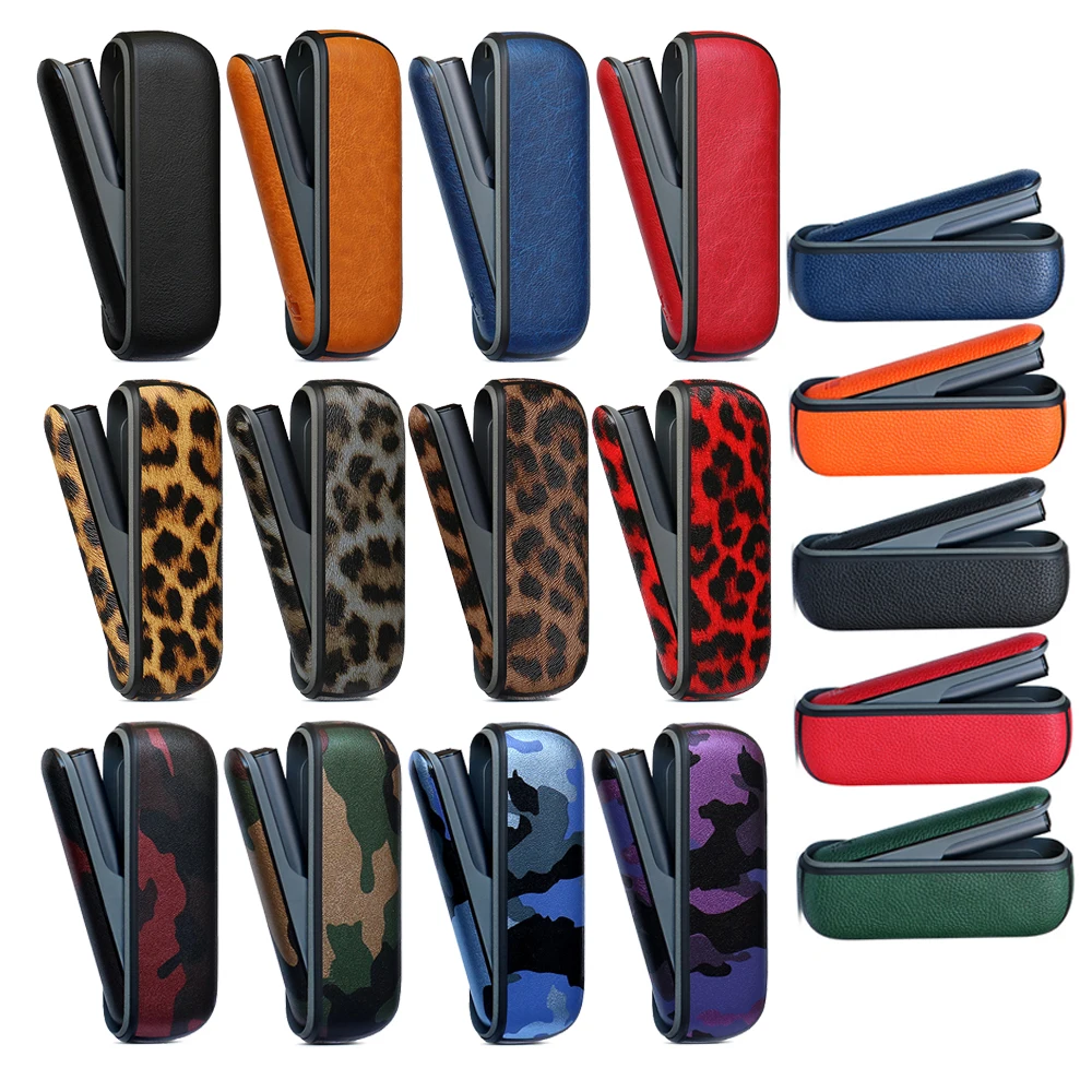 

17 Colors Leopard Lichee Style Side Cover + Leather Case for IQOS Iluma Holder Pouch Protective Accessories