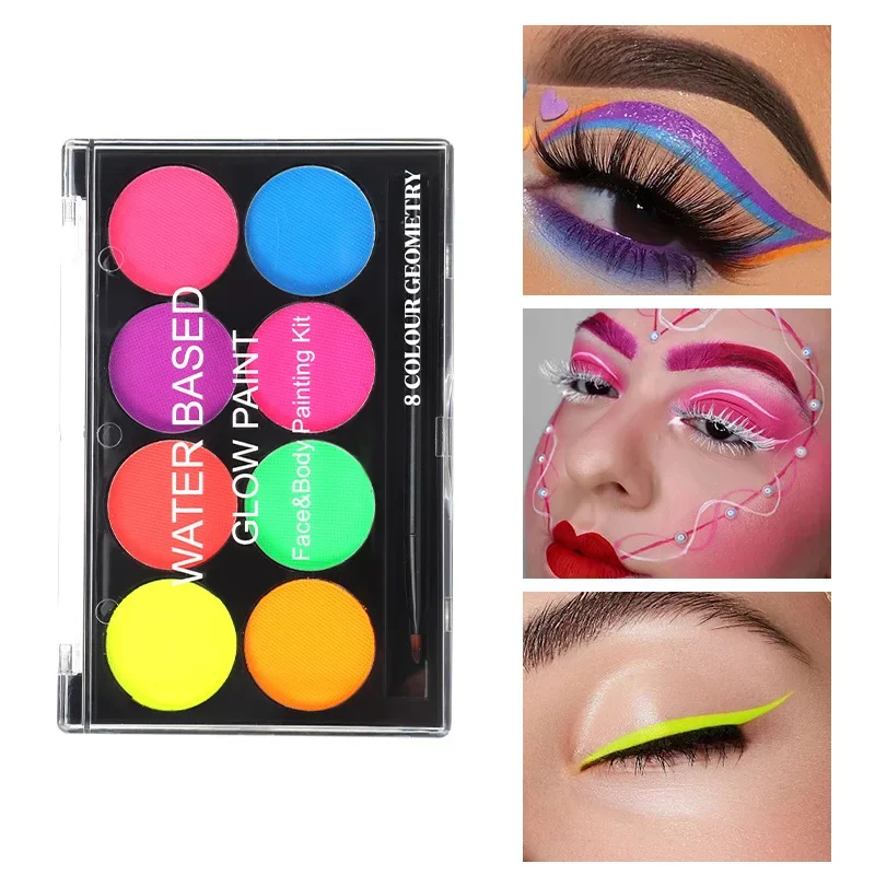 

8 Color Luminiscent Paint Face Body Glow Art Paints for Face Glow in The Dark Makeup KIDS Body Paint MAKE UP Cosplay Makeup