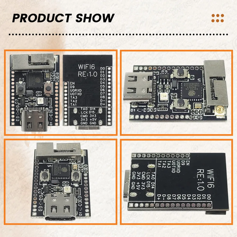 واي فاي 6 ESP32-C6 مجلس التنمية واي فاي وحدة 32 بت الأساسية 4 ميجابايت فلاش ESP32 C6 مع 32.768 مذبذب كريستال RGB LED RISC-V