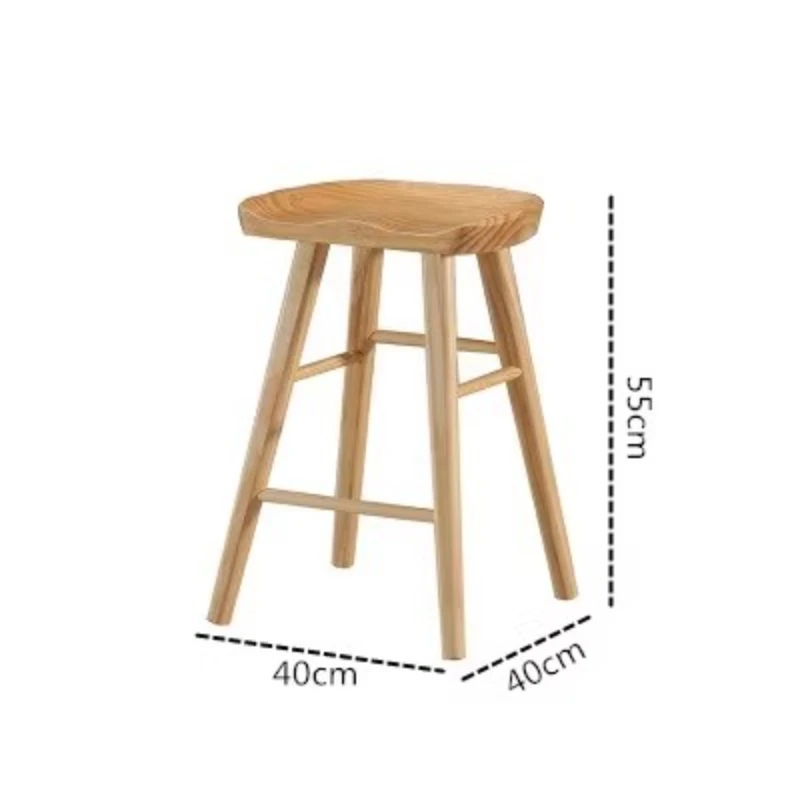 

Nordic simple log bar stool solid wood stool bar cafe reception bar chair